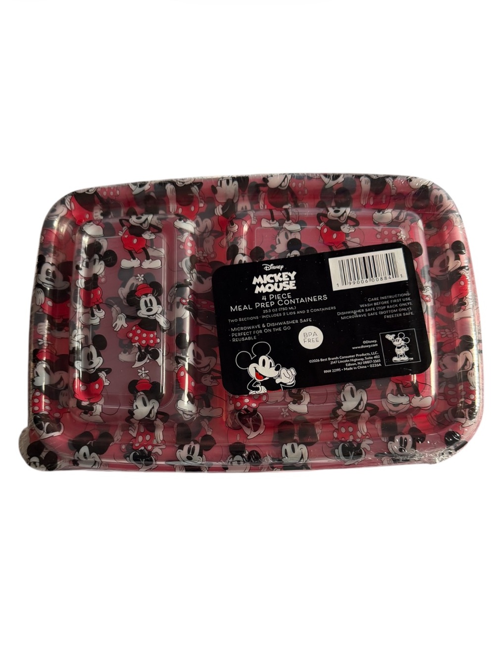 Disney Mickey & Minnie Red Meal Prep Containers - 2 Piece Set